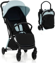 Blue Baby Stroller One Hand Fold Lightweight Travel Buggy 5 Point