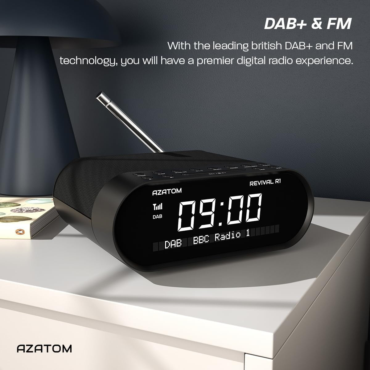 DAB DAB+ FM Bedside Digital Radio Alarm Bluetooth USB Phone Charger