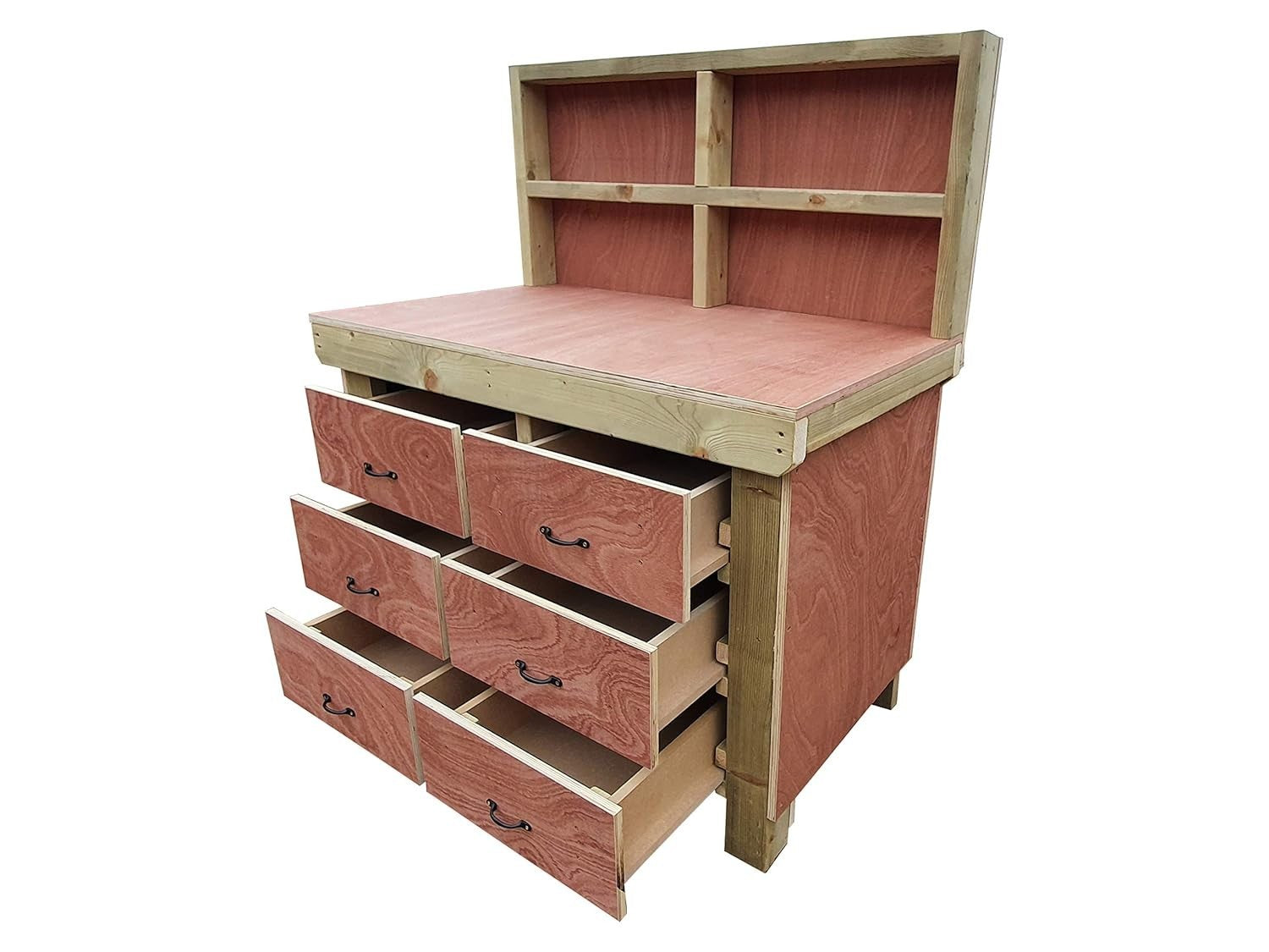 6ft Heavy Duty Wooden Workbench Tool Cabinet with Back Panel & Drawers