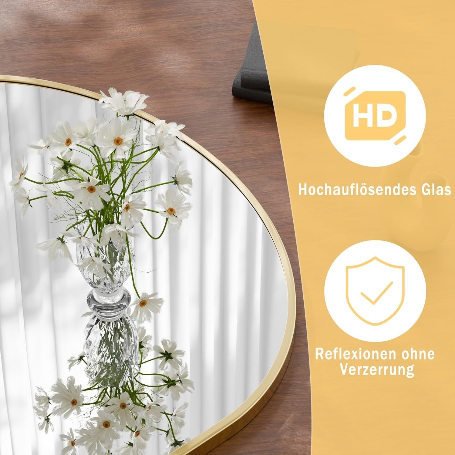 Full-Length Arched Mirror 142x52cm Shatterproof Gold Aluminum Frame