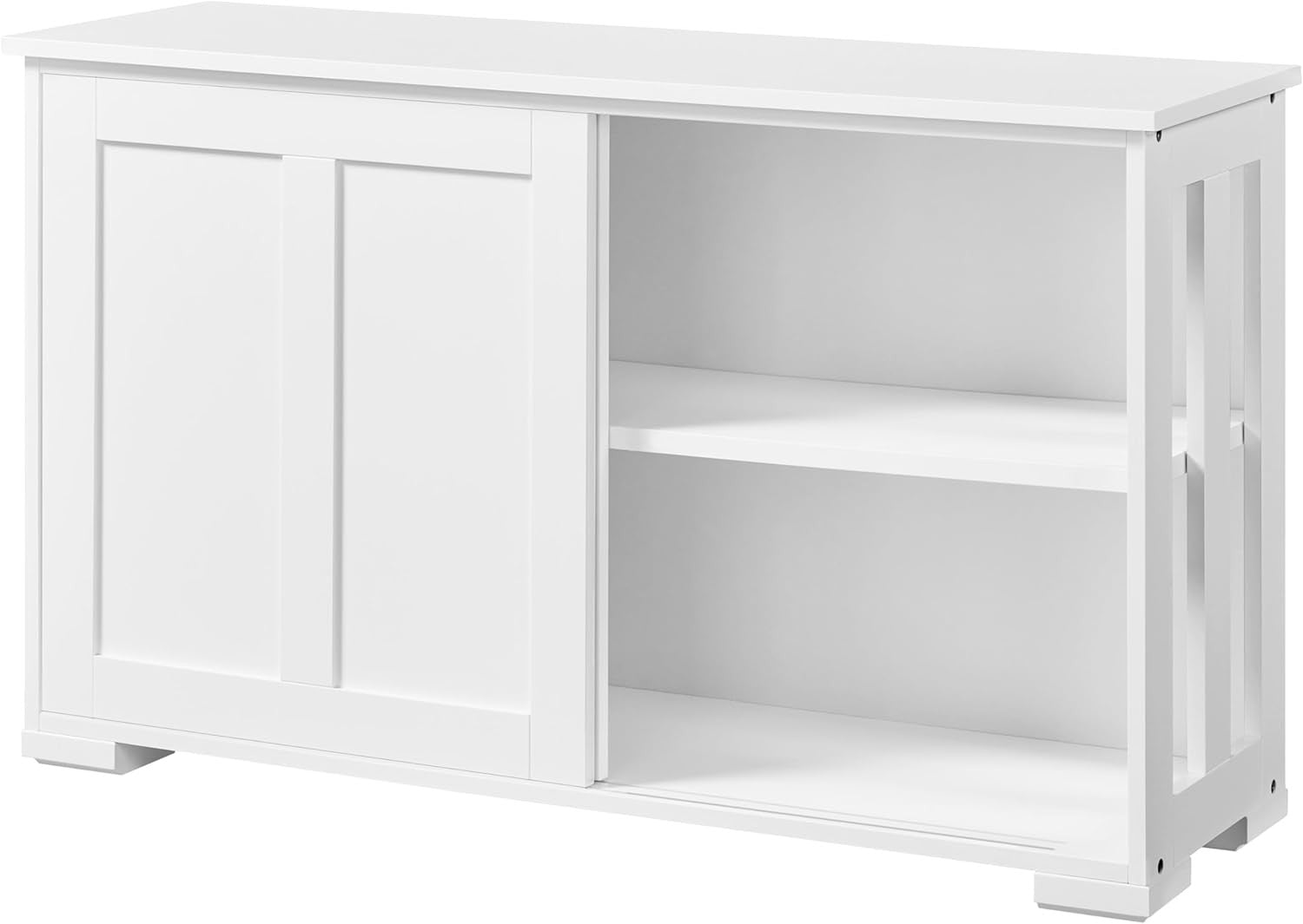 White Sideboard Buffet Cabinet | Sliding Door Storage Cupboard Adjustable Shelf