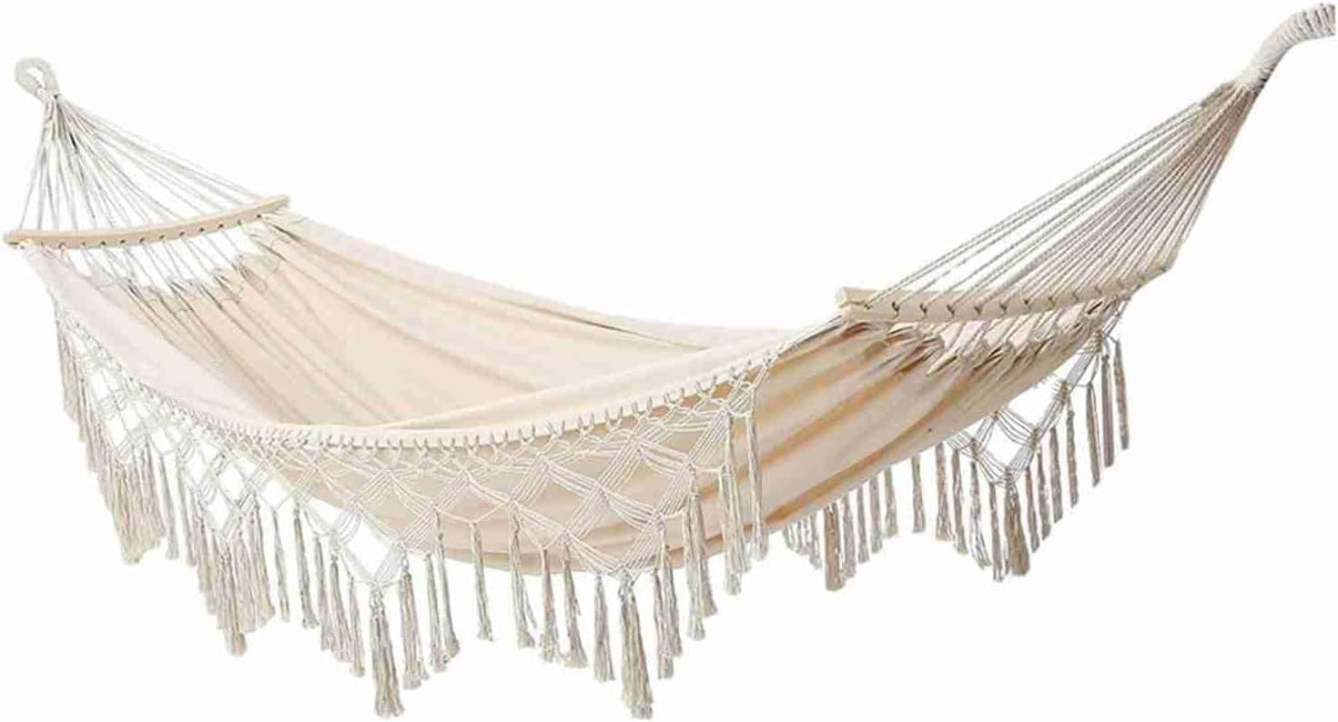 Premium Canvas Hammock with Wooden Bars, Portable, Indoor/Outdoor Use, Easy Setu