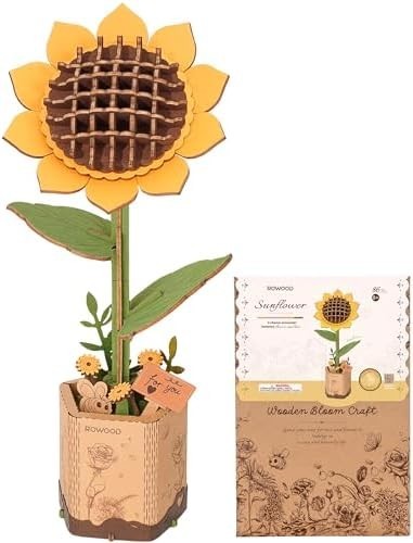 3D Wooden Sunflower Puzzle Kit – DIY Craft, Unique Home Decor Gift