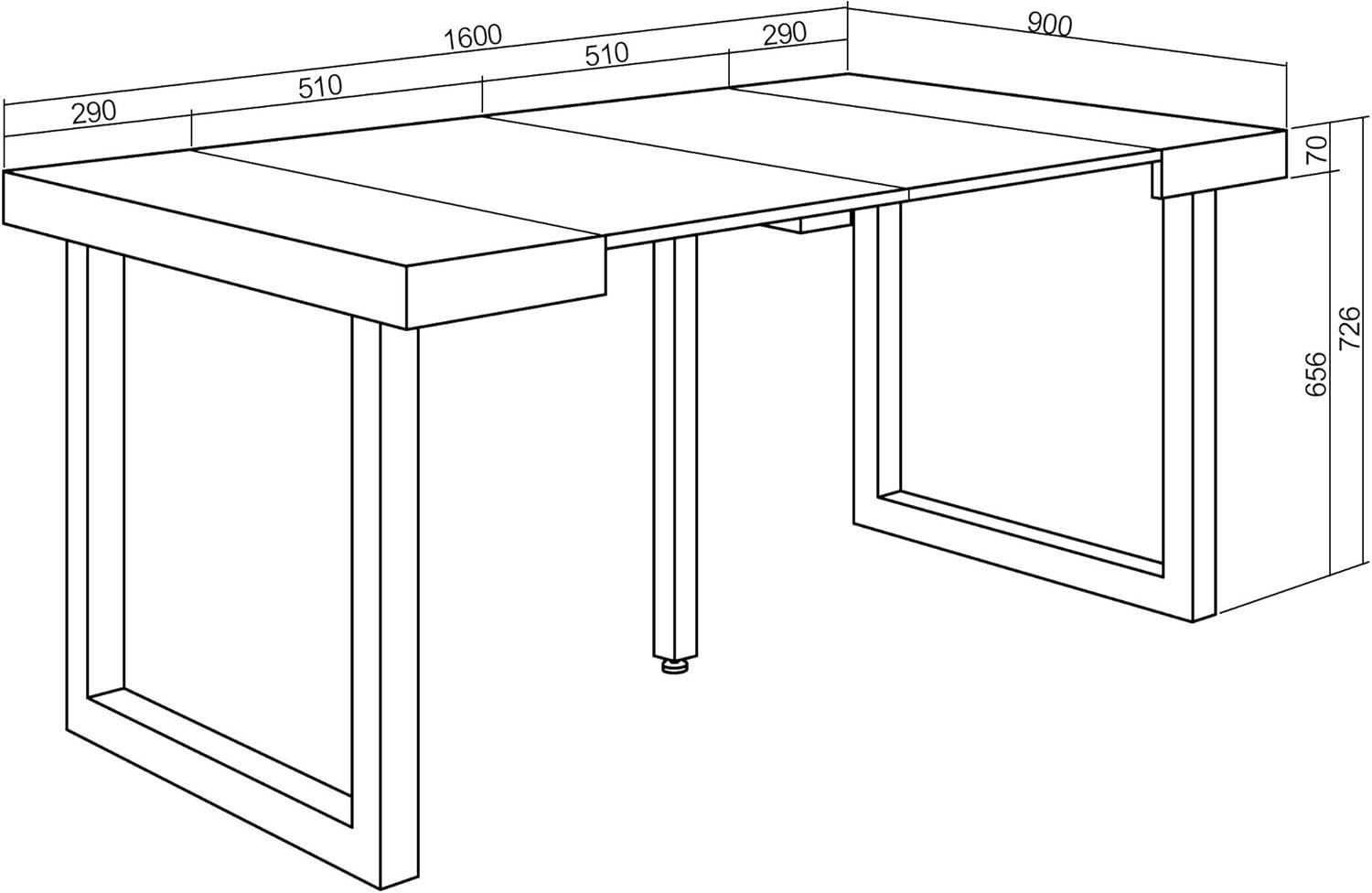 Extendable Folding Dining Table for 8, Oak Wood, Solid Legs, Modern