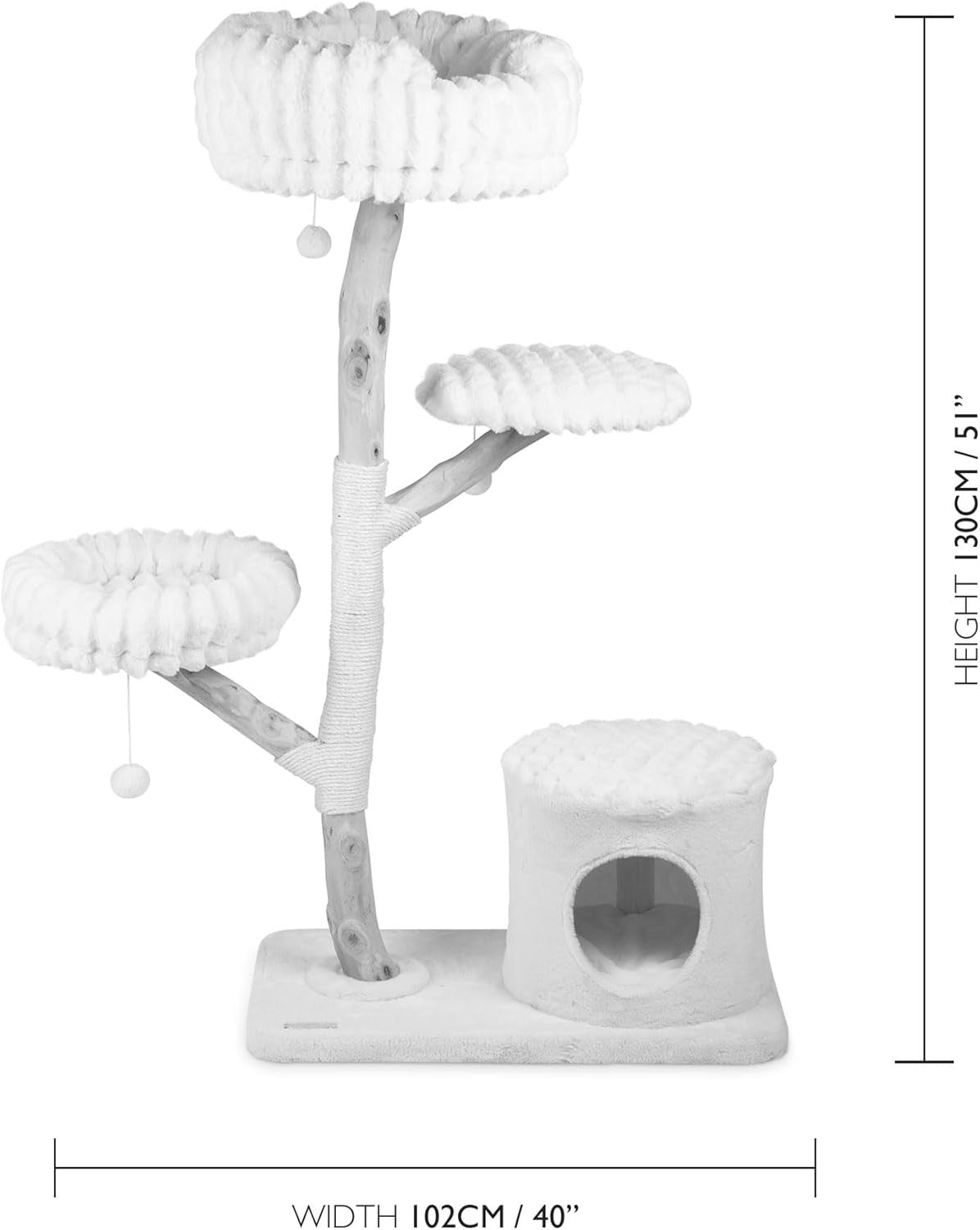 Large Luxury Cat Tree Scratching Tower with Natural Wood Perches & Condo