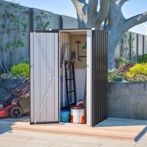 Metal Garden Storage Shed 2.6x2.9ft Waterproof Outdoor Bin & Tool Cabinet