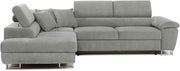 Modern L-Shape Corner Sofa Bed with Storage, Folding Double Bed Grey Chenille