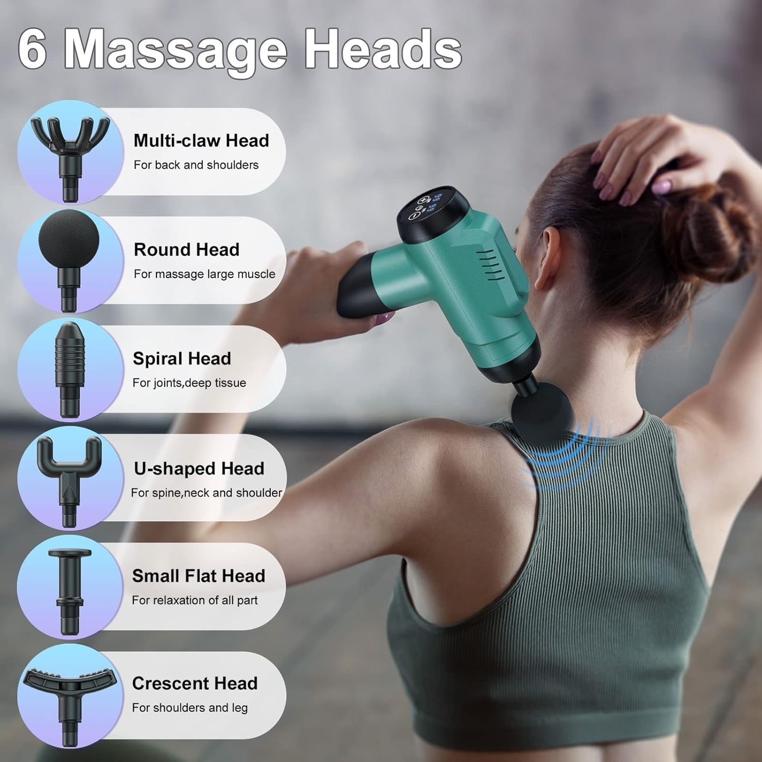 Deep Tissue Massage Gun Percussion Muscle Relief LCD Touch 99 Speeds 6 Heads