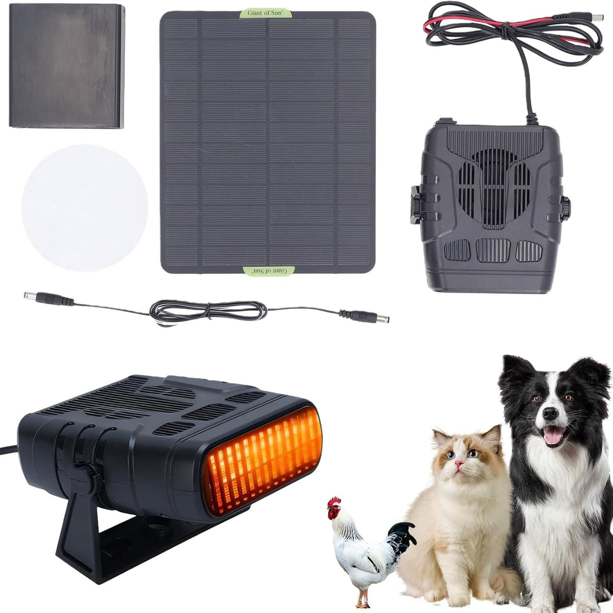 Solar Heater for Greenhouse Chicken Coop Portable Pet Heater
