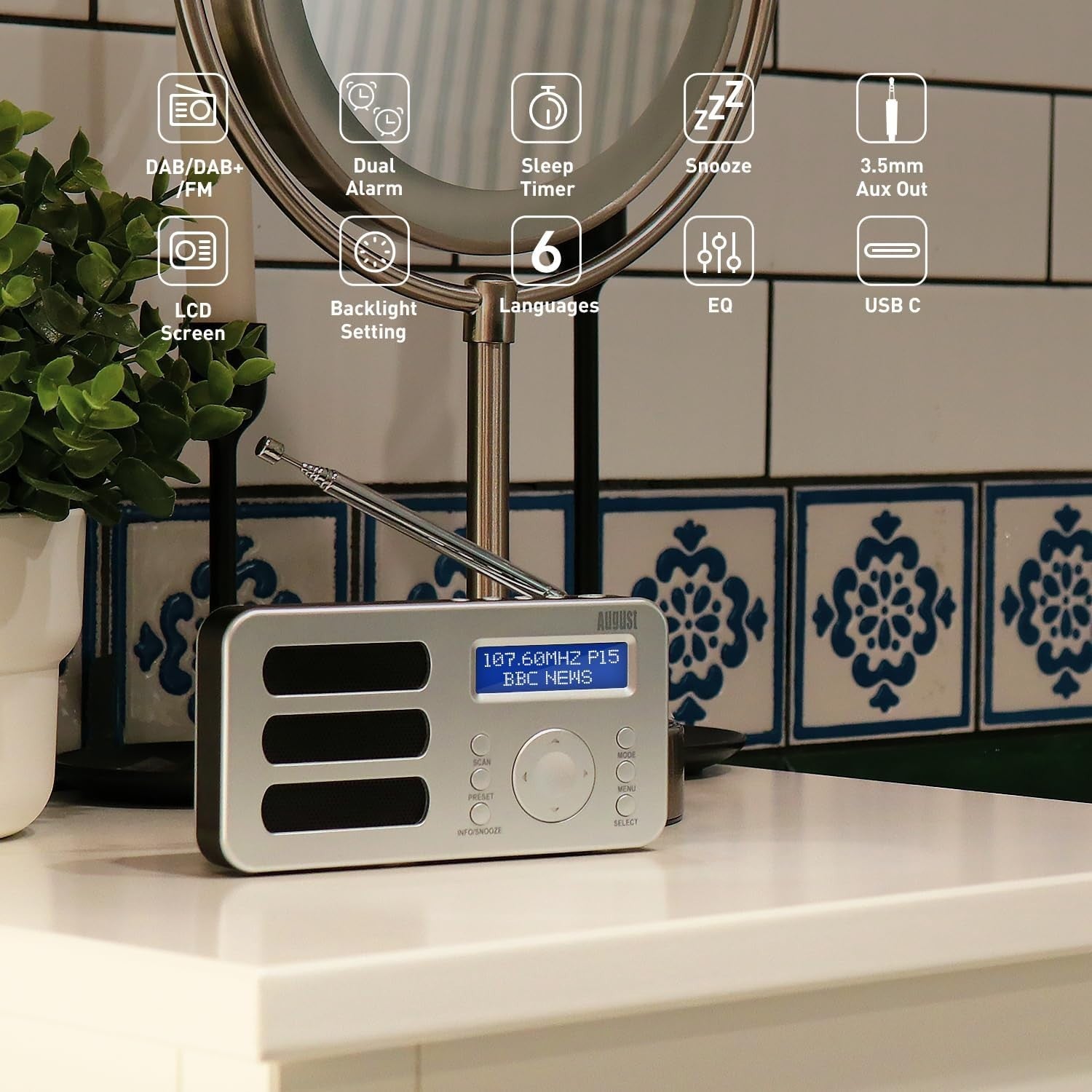 Portable DAB/DAB+/FM Digital Radio Rechargeable & AUX Output
