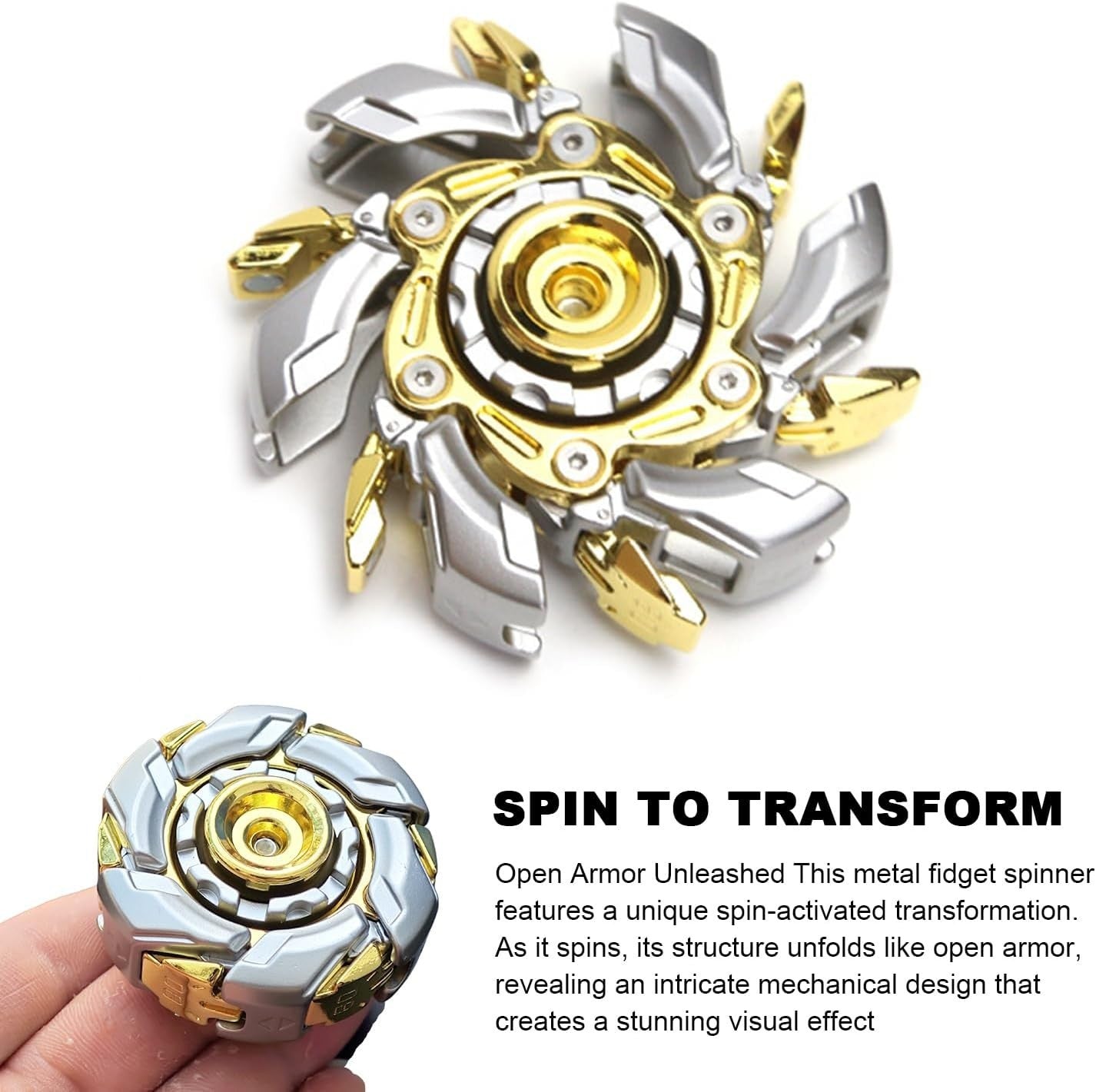 Dual Color Mecha Fidget Spinner Metal Transforming Stress Relief