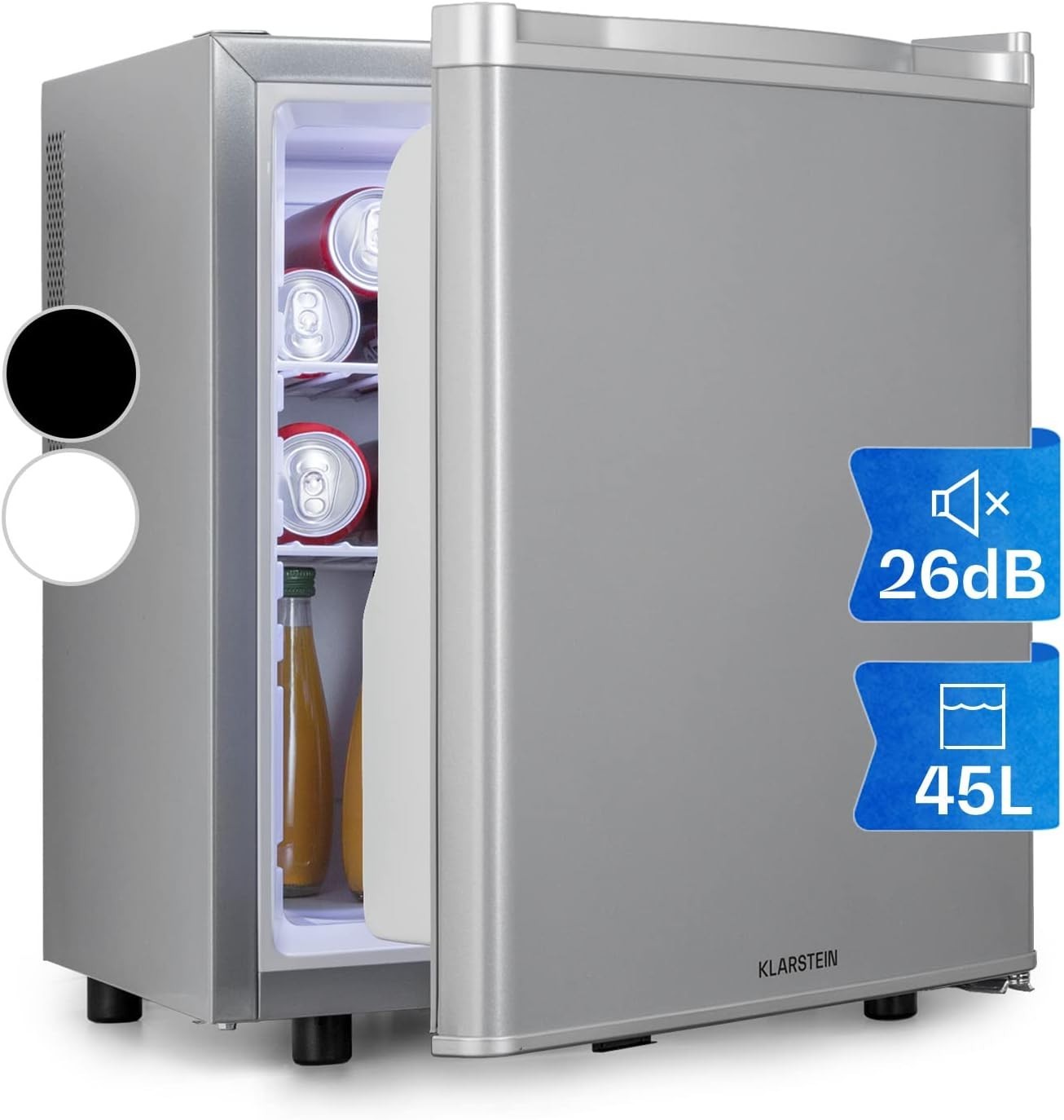 45L Mini Fridge Silver Portable Cooler and Drinks Fridge Adjustable Shelves