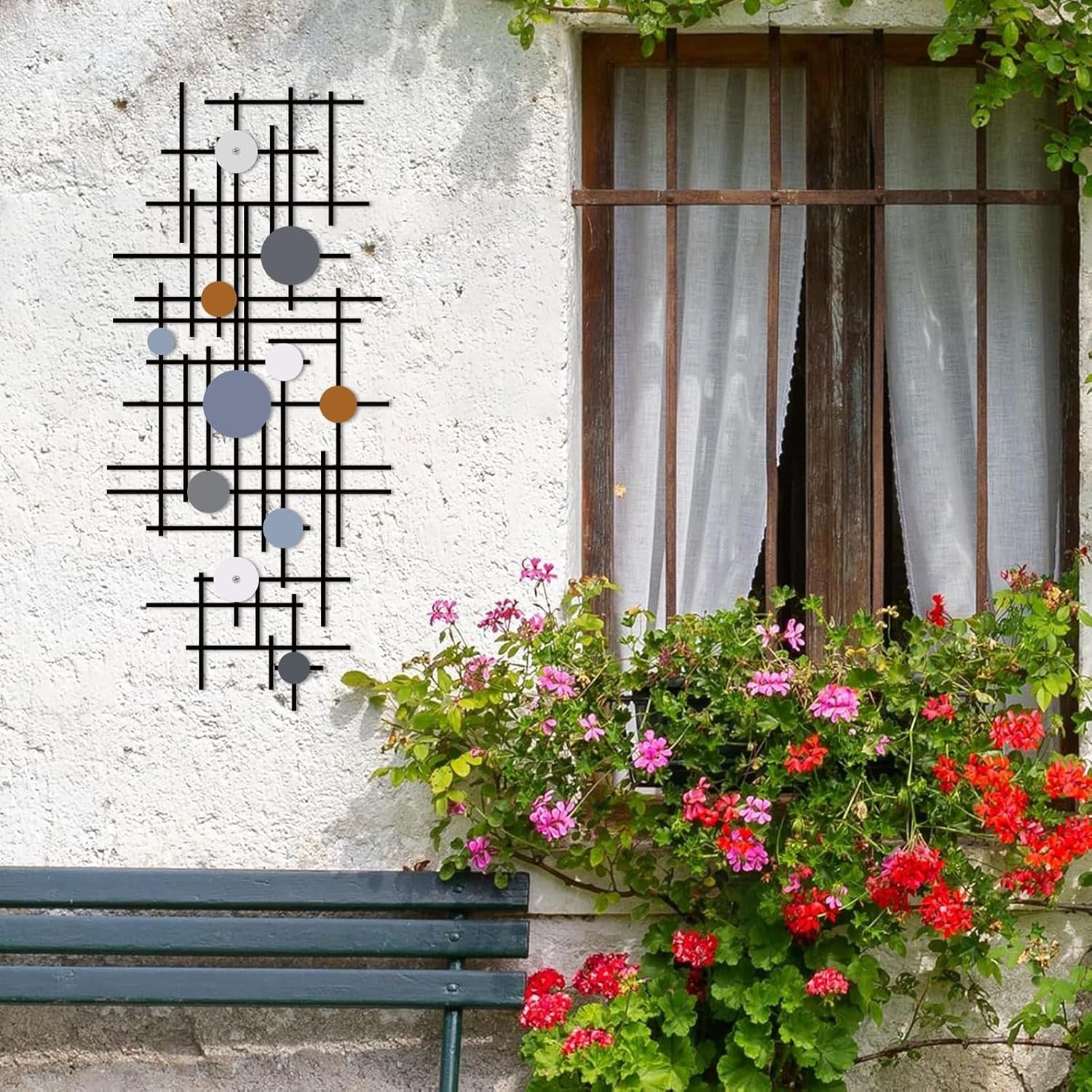 Set of 2 Geometric Metal Wall Art Modern Abstract 3D Decor