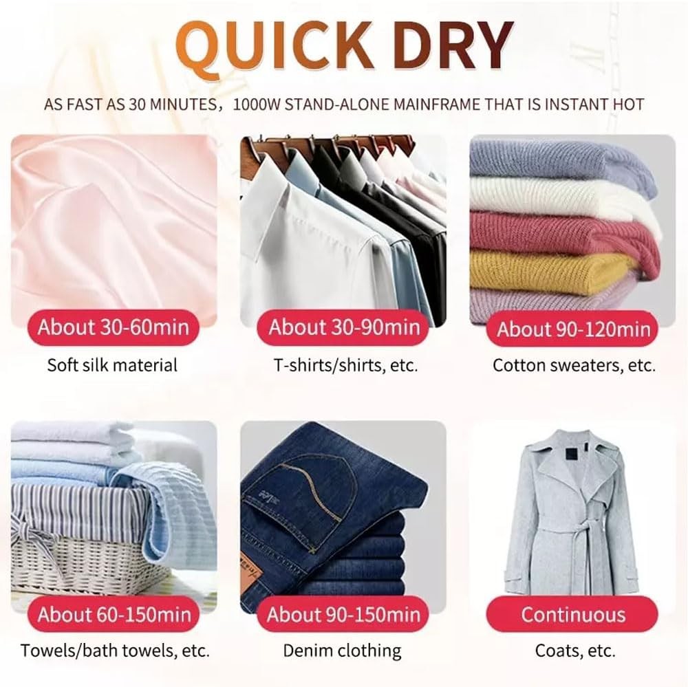 Portable Electric Clothes Dryer 15kg Warm Air Wardrobe 2 Tier 1000W