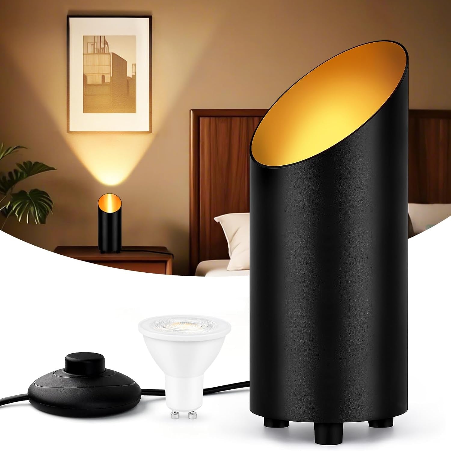 LED Uplight Floor Lamp IP44 Waterproof 6W Warm White GU10 Foot Switch