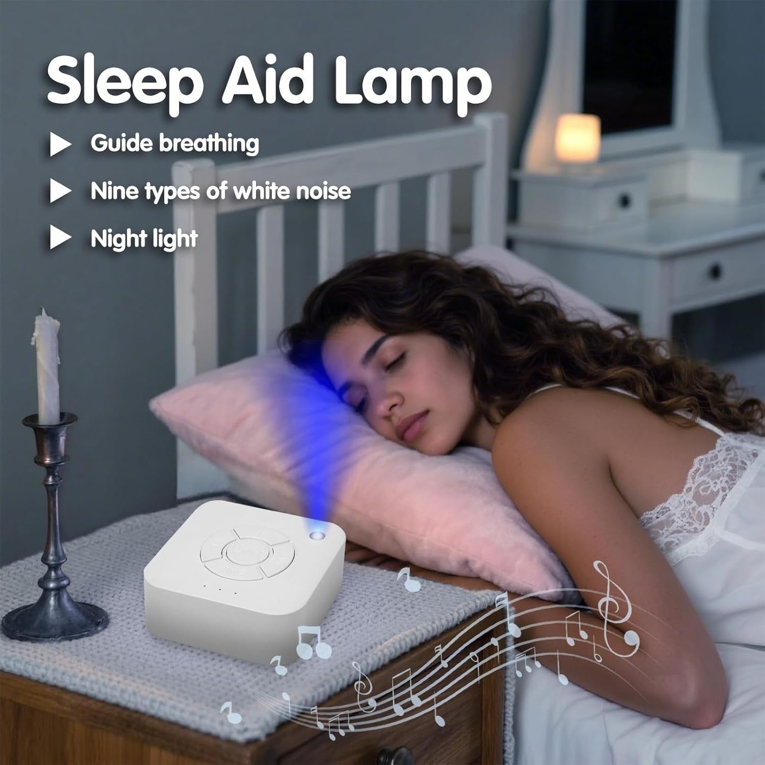 White Noise Sleep Machine for Adults & Babies – 9 Soothing Sounds, Timer