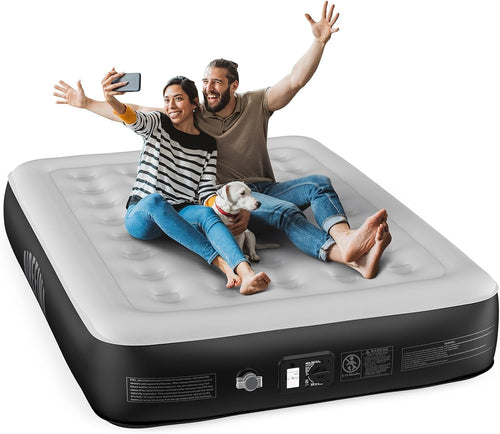 King Size Inflatable Air Mattress with Built-In Pump – 3 Min Setup, Portable Com