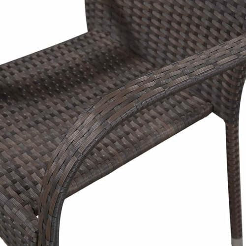 Stackable Rattan Garden Chairs Set of 2 Outdoor Patio Dining Seats