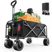 Heavy Duty Festival Trolley 150L Folding Wagon 250KG All-Terrain Wheels Black