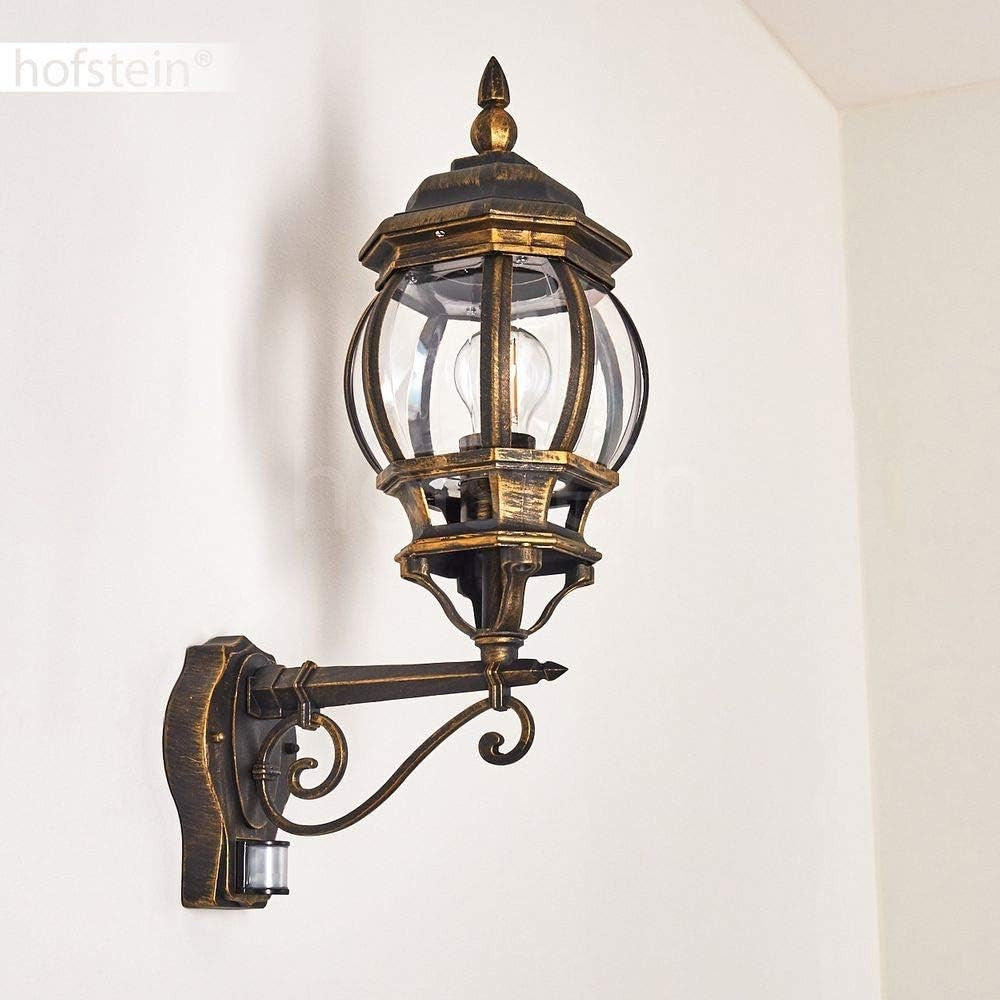 Outdoor Wall Lamp Lentua with Motion Detector, Vintage Cast Aluminum, E27 Socket