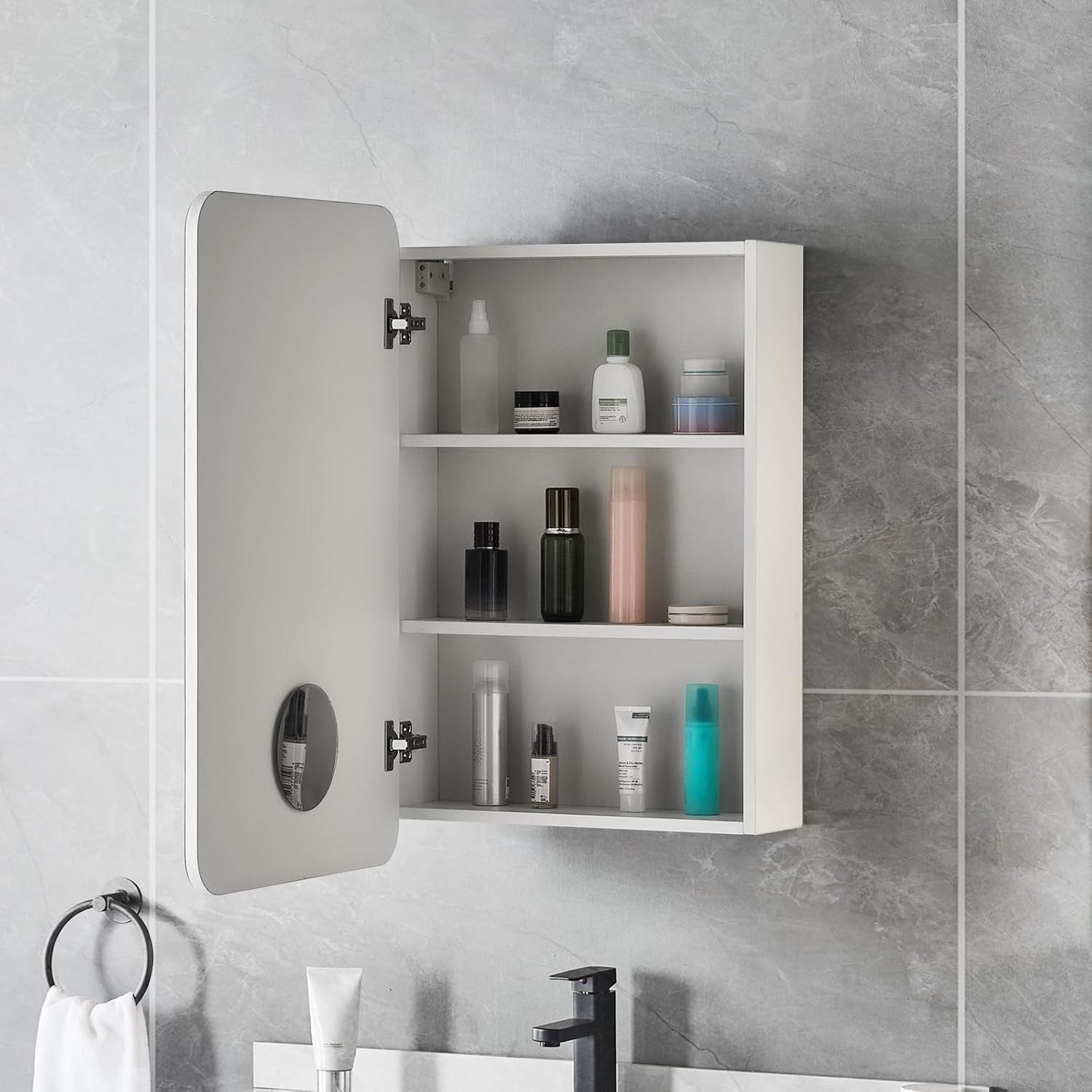 Modern Bathroom Mirror Cabinet Wall Mounted with Storage & Shelf 70cm