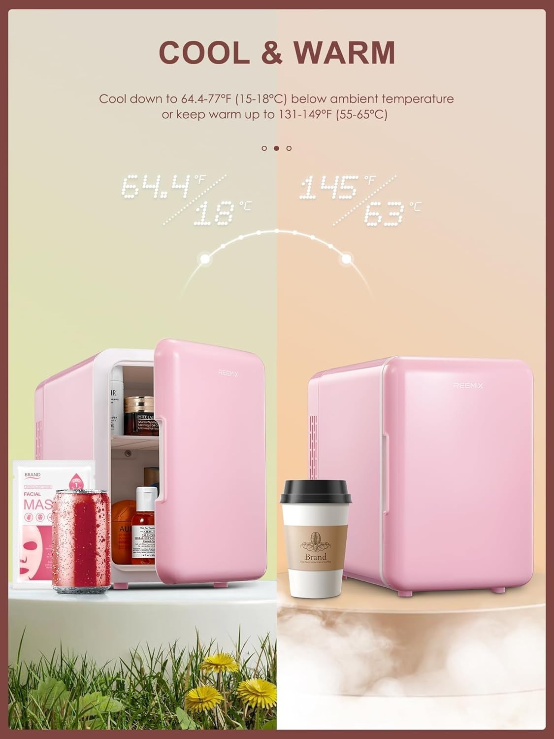 6L Mini Fridge Portable AC/DC Cooler Warmer Bedroom Car Pink