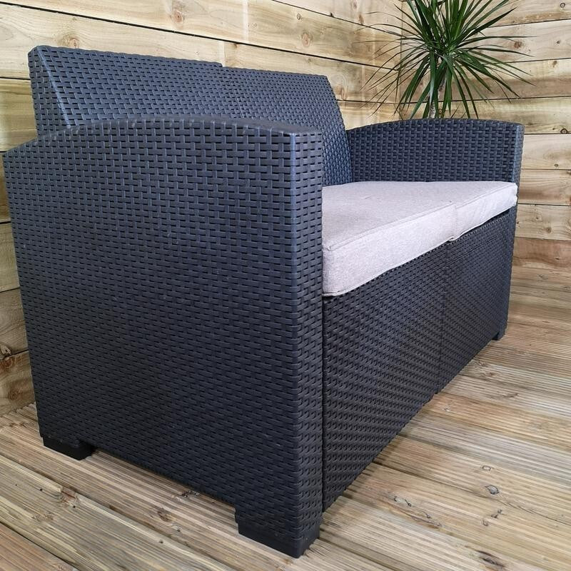 4 Piece Rattan Garden Sofa Set Chairs Table Outdoor Patio Furniture Black