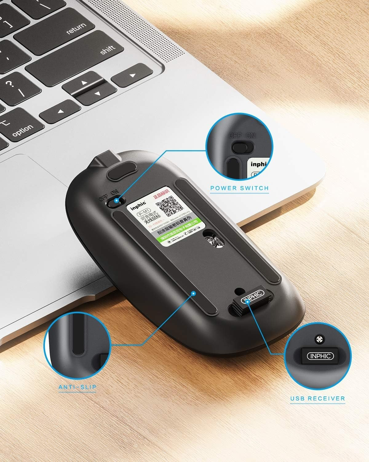 Slim Rechargeable Wireless Mouse Silent Click 2.4G USB Portable Laptop PC