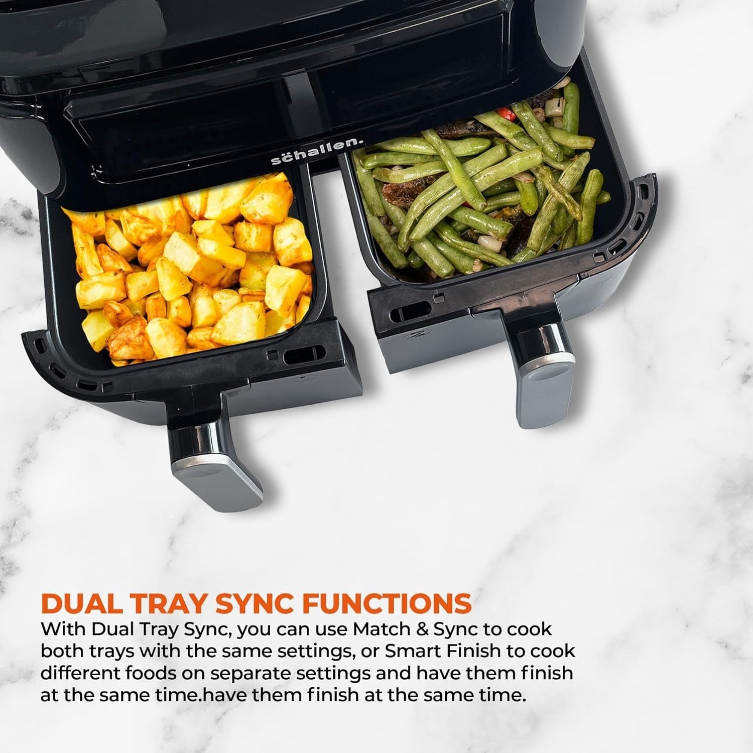 Dual Drawer Air Fryer Digital 10 Presets 60min Timer Oil Free Low Fat Cook