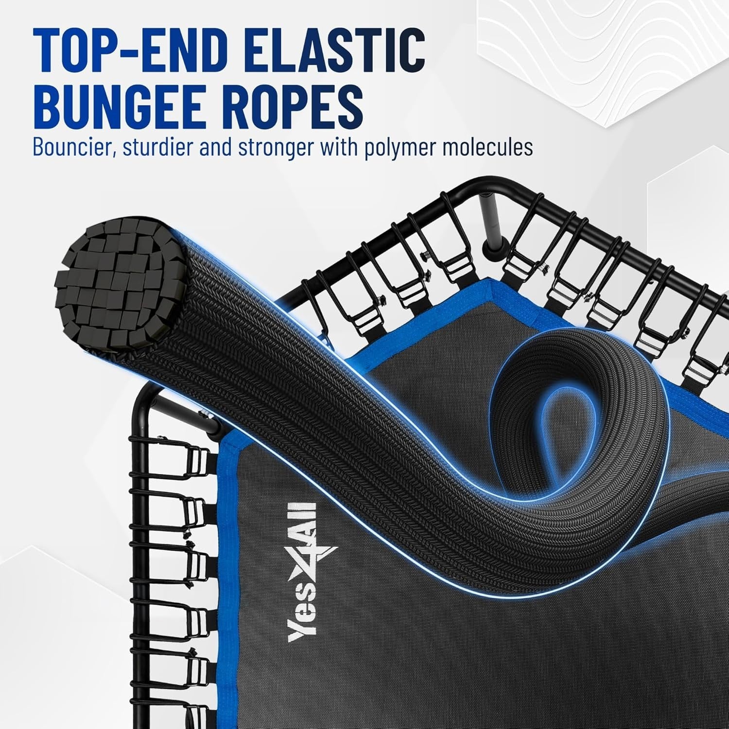 48in Hexagonal Fitness Rebounder Trampoline Silent Bungee 350lb