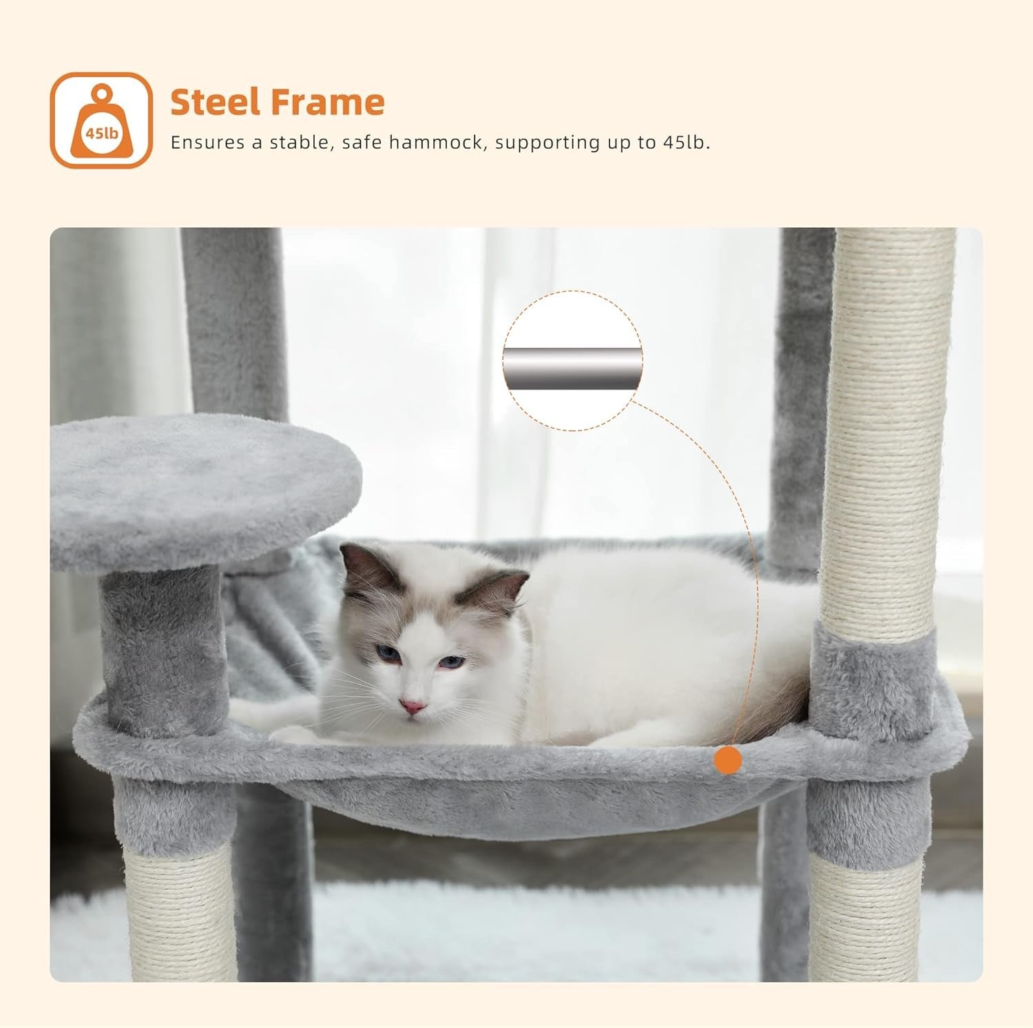 Large Tree Tower 143cm Multi Level Scratching Posts Hammock Condo