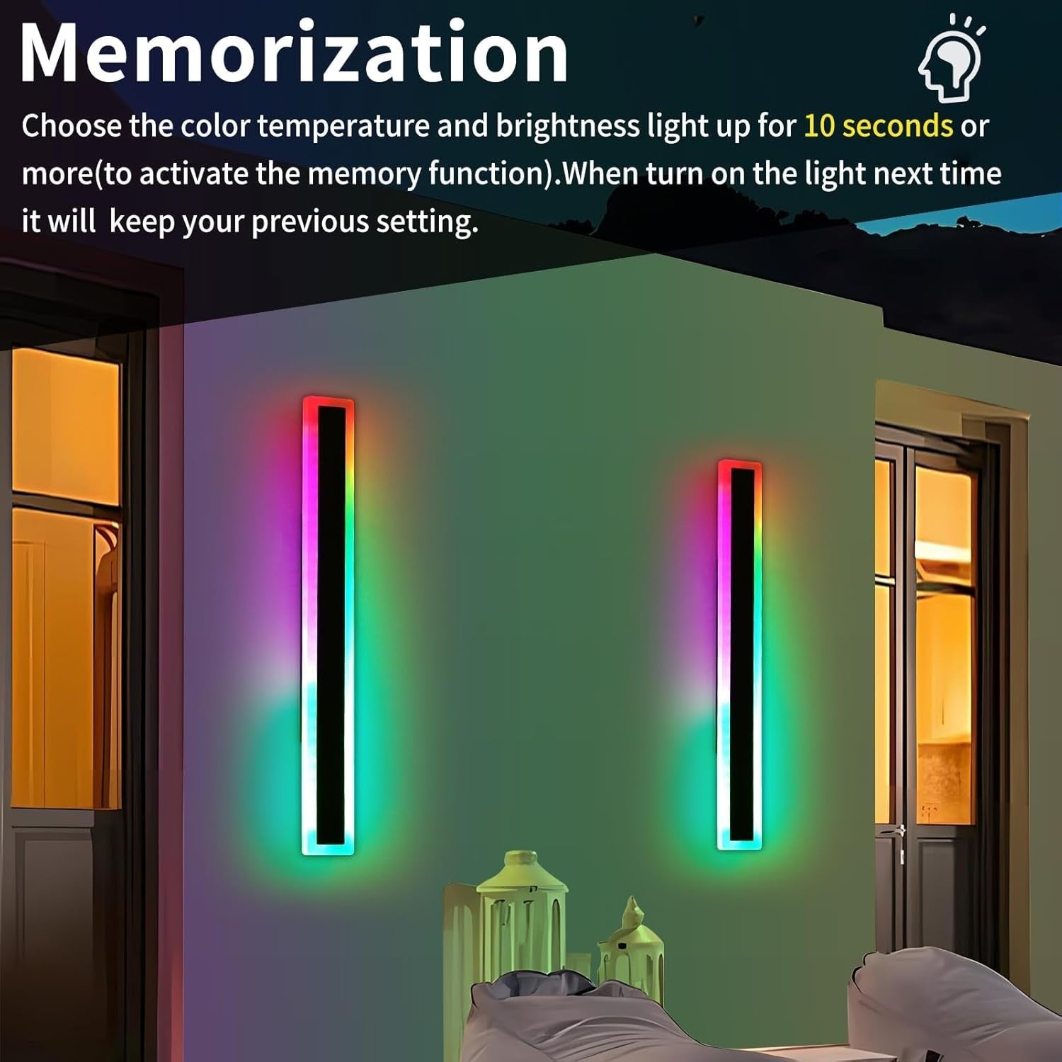 60cm RGB Outdoor Wall Lights 2-Pack Color Changing Remote Waterproof