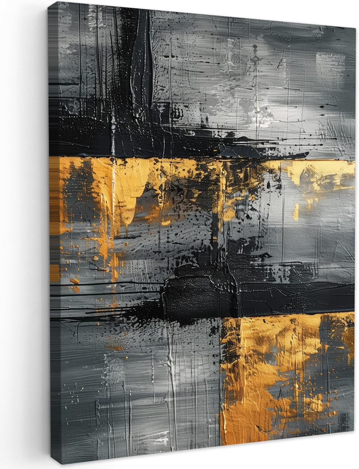 Gold Black Luxury Canvas Wall Art 50x70cm Framed Modern