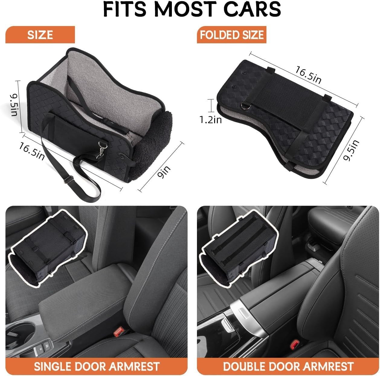Centre Console Dog Booster Seat Pet Car Carrier Waterproof 6kg Black