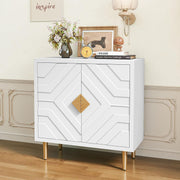 Modern White Sideboard Cabinet 3D Embossed Doors Storage Unit