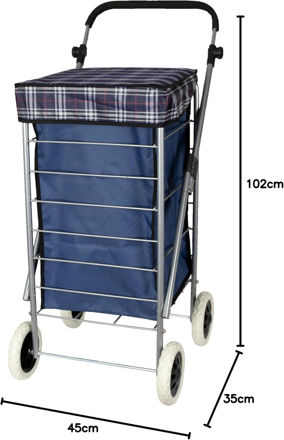 4 Wheel Shopping Trolley Cart 54L Lightweight Waterproof Large Capacity