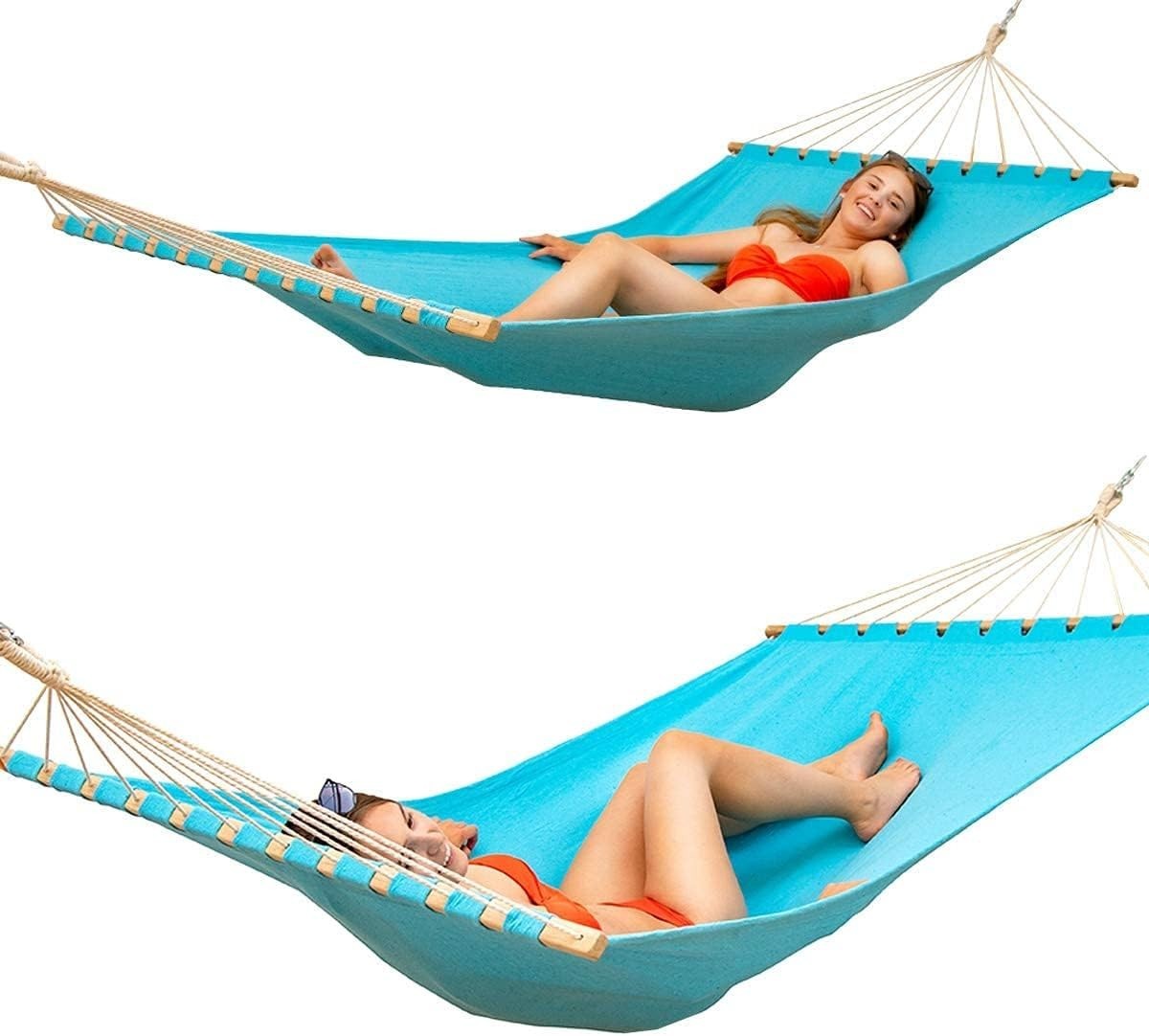 Double Hammock for 2 Adults with Spreader Bars | XXL Cotton Bed 200x120cm