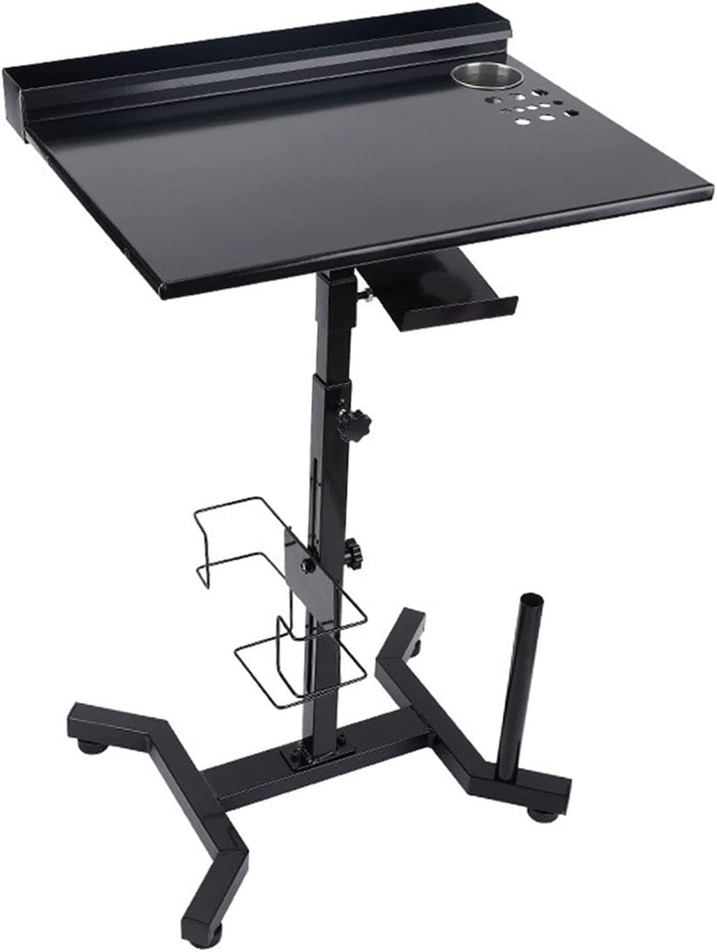 Adjustable Tattoo Workstation Stand Mobile Salon Tool Tray Steel Table