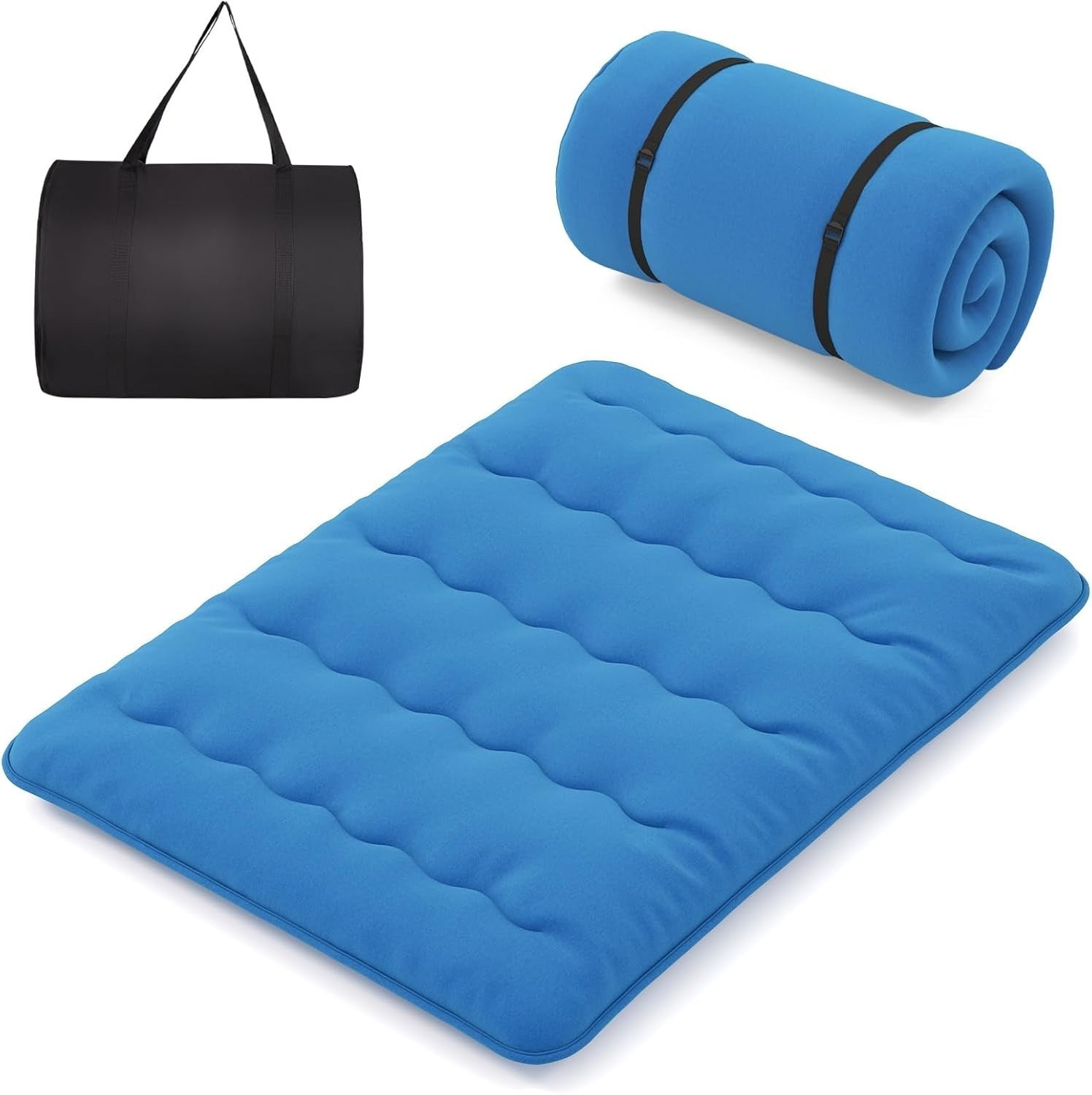 10cm Thick Japanese Floor Mattress Tatami Mat Sleeping Pad King Navy Blue