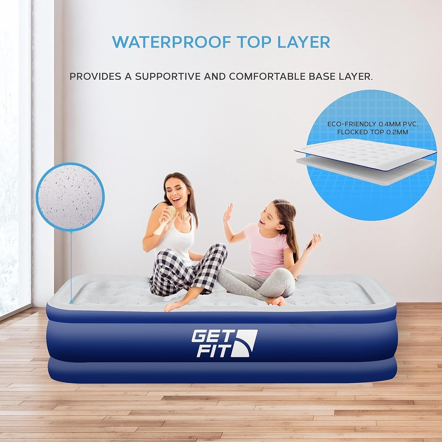 Single Inflatable Air Mattress with Electric Pump & Pillow – 99x196cm