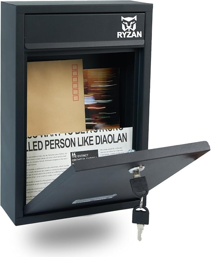 Wall Mounted Lockable Mailbox Outdoor Steel Post Box Weatherproof Secure