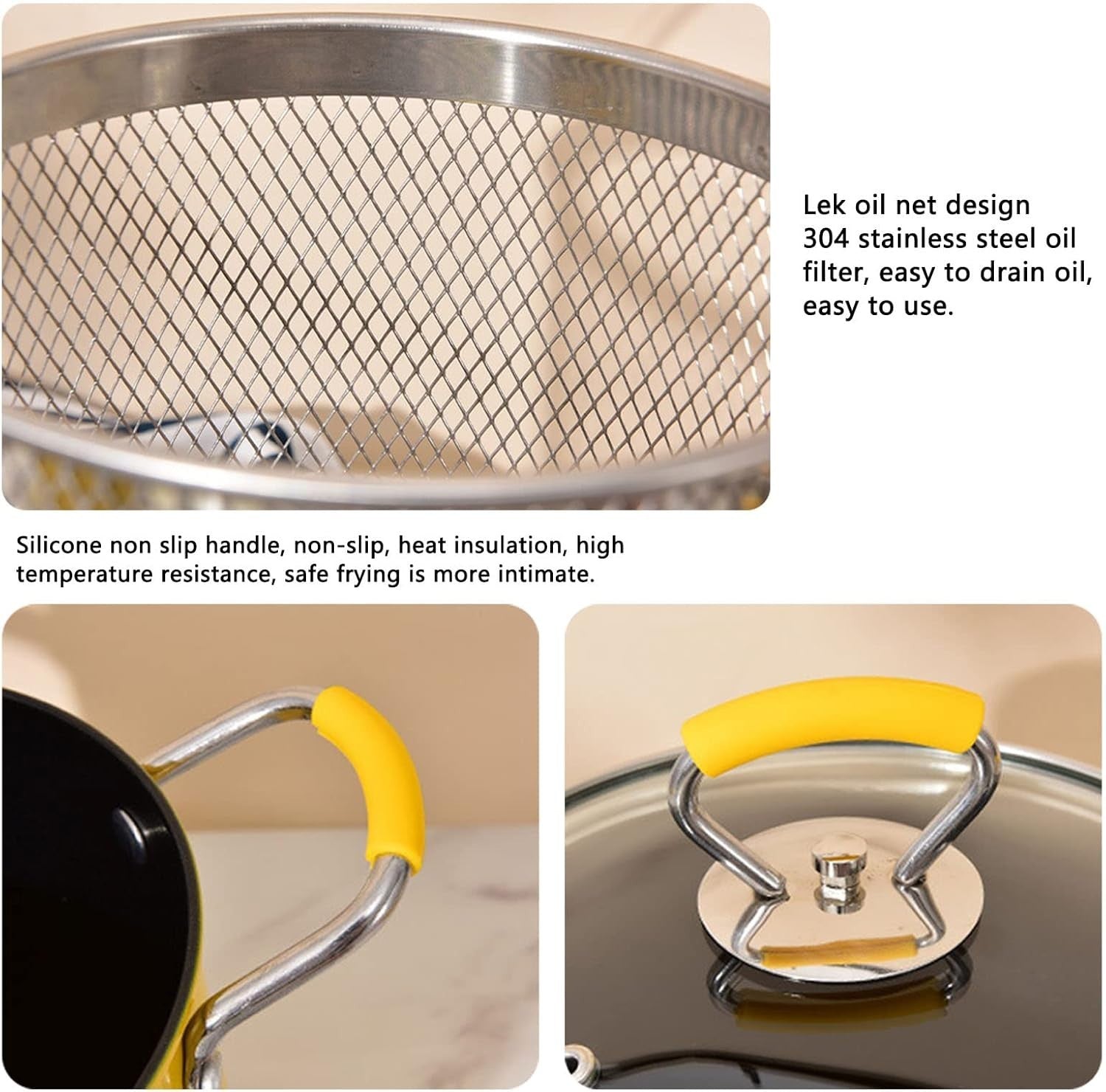 3L Mini Stainless Steel Deep Fryer Pot w Basket Oil Filter Lid