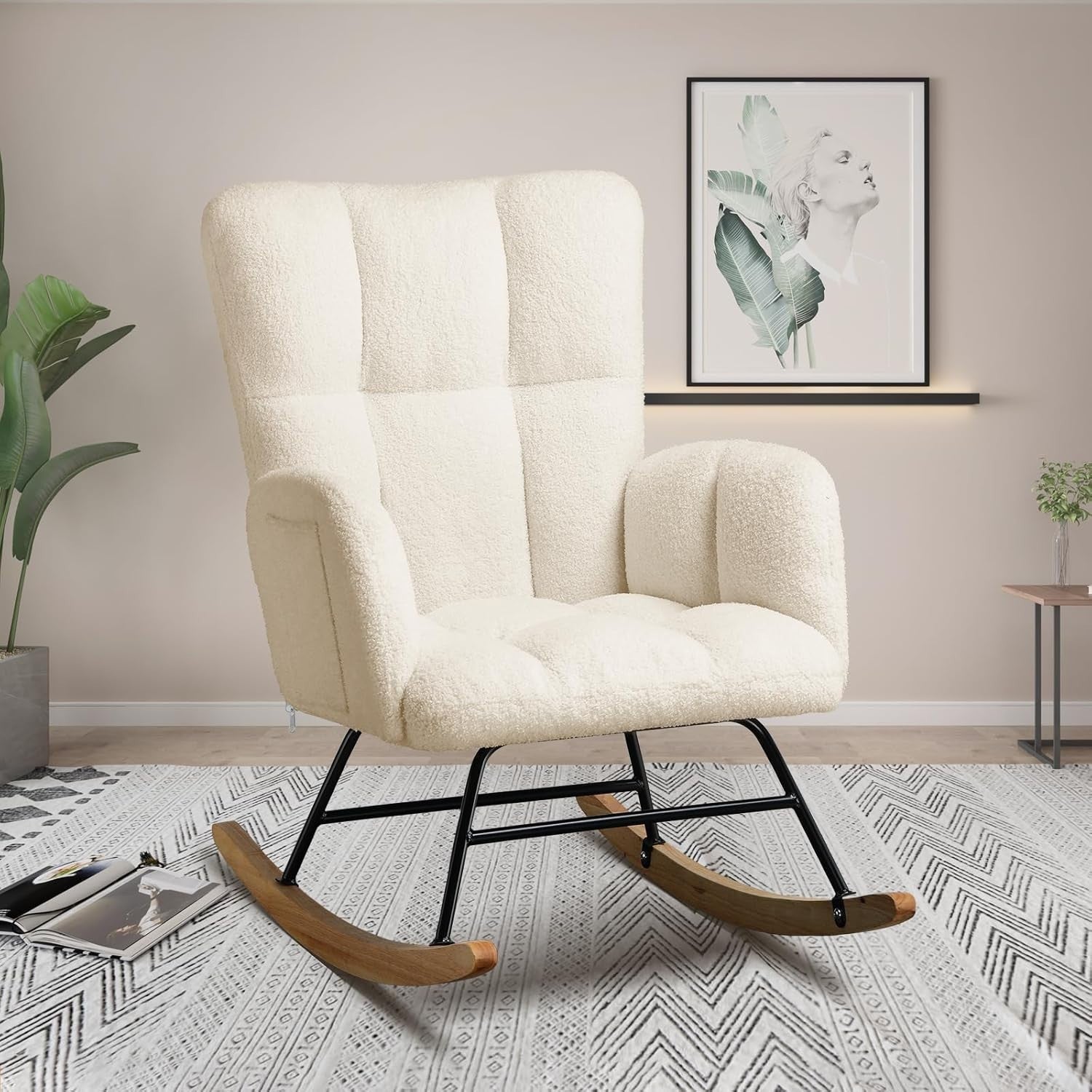 Comfy Teddy Rocking Chair High Back Armchair – Soft Lounge Seat for Nursery