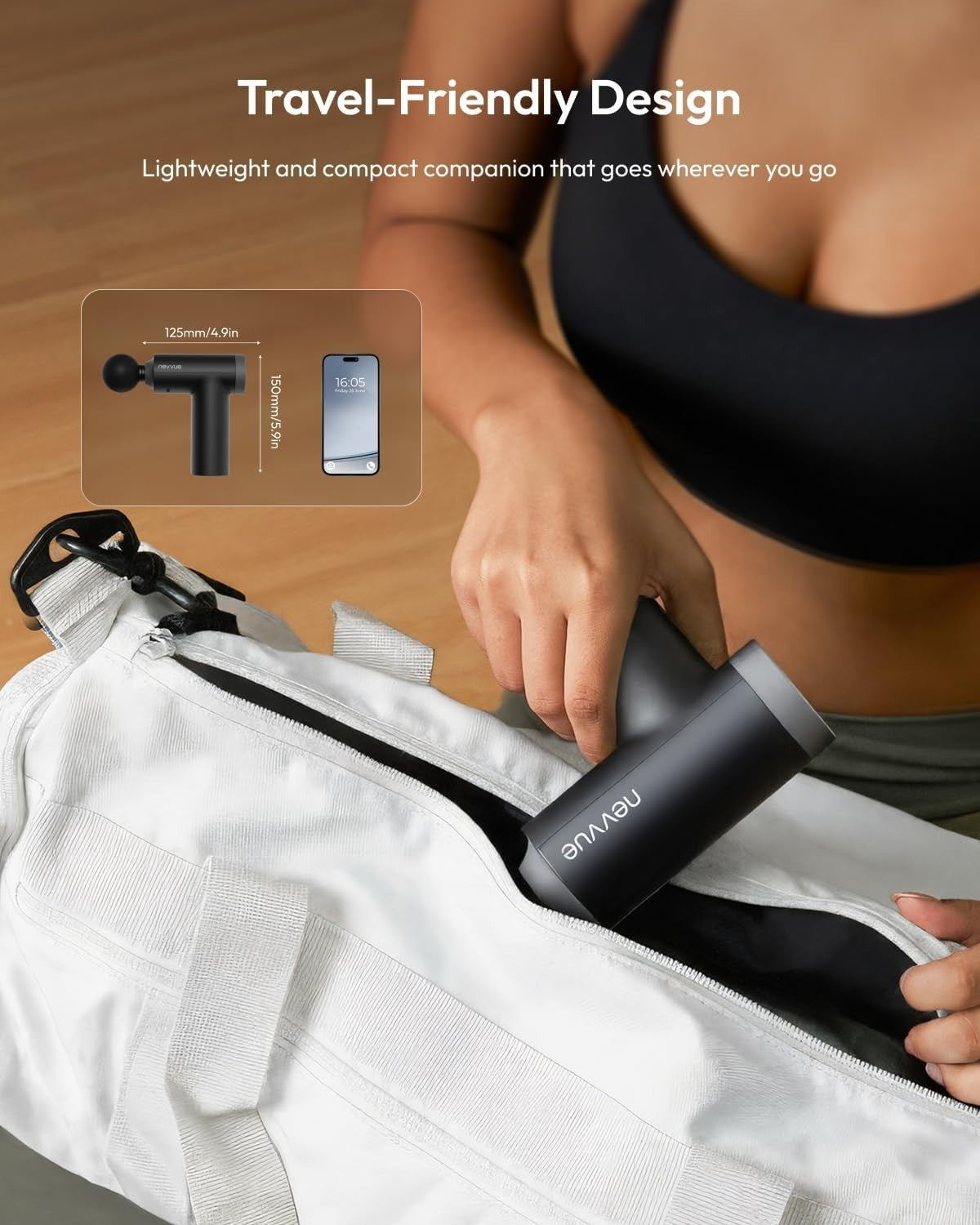 Mini Massage Gun with Heat Deep Tissue Percussion 9 Speeds 4 Heads