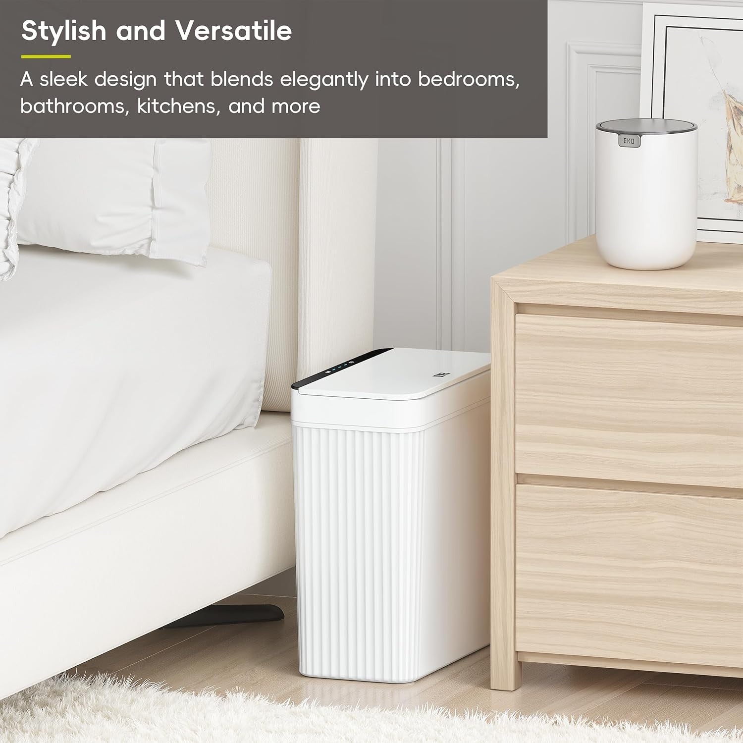 10L Slim Touchless Bathroom Bin Motion Sensor Waterproof White