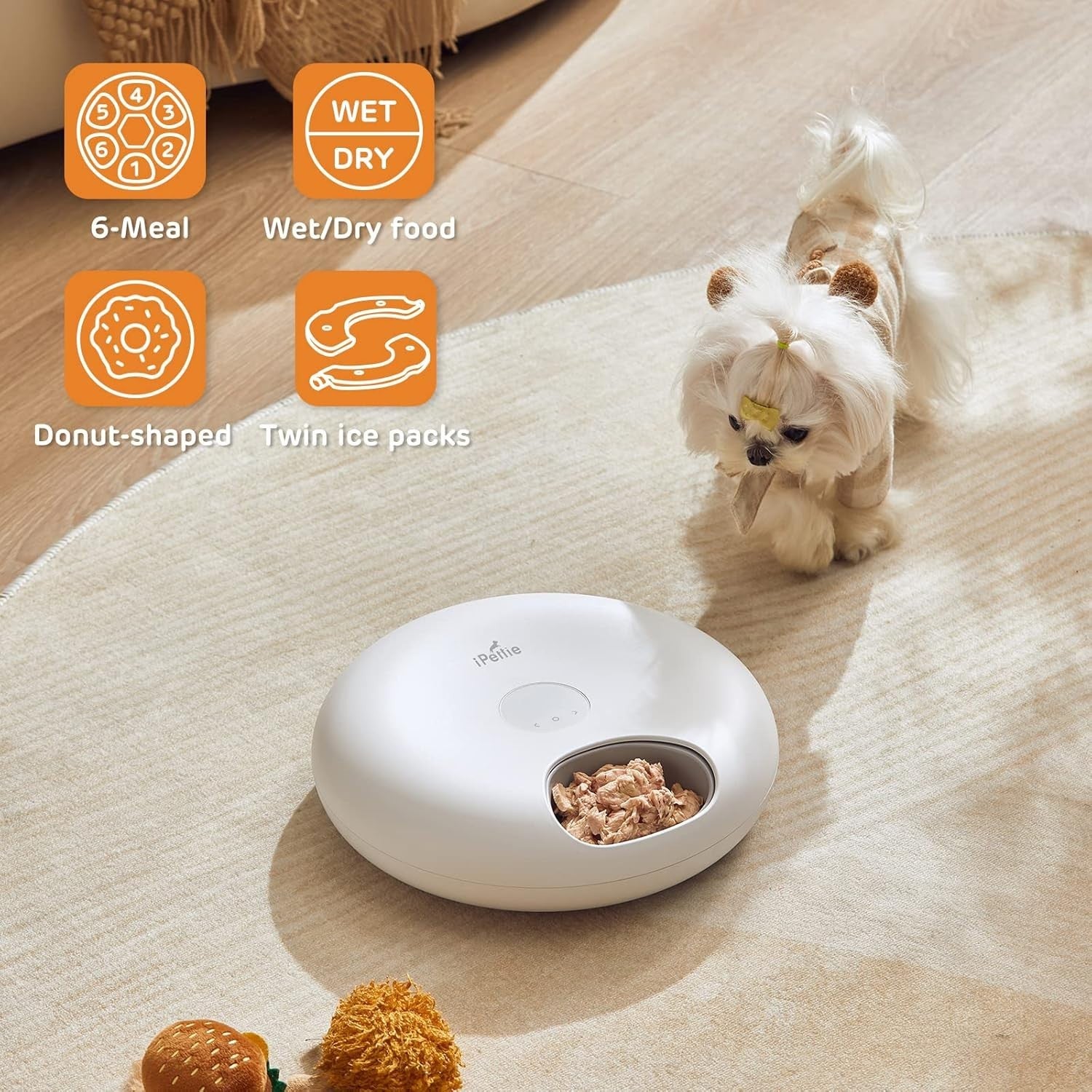 Automatic Pet Feeder 6 Meal Cordless Wet Dry Food Timer Ice Packs