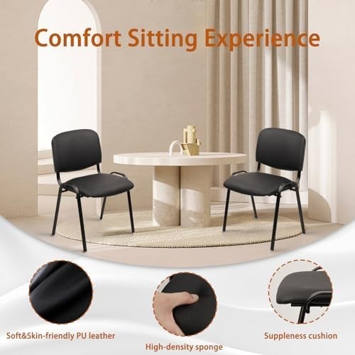 Stackable PU Leather Office Guest Chair Armless Waiting Room Seat