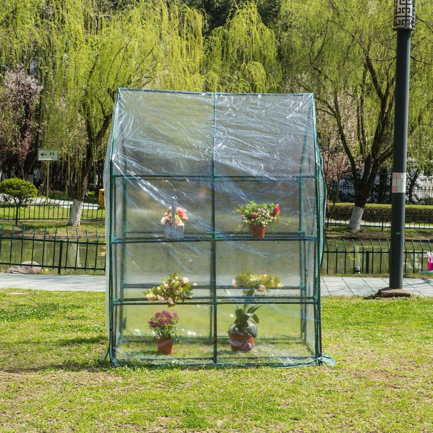 Walk-In 3 Tier 6 Shelf Greenhouse | PVC Cover Metal Frame Garden Growhouse