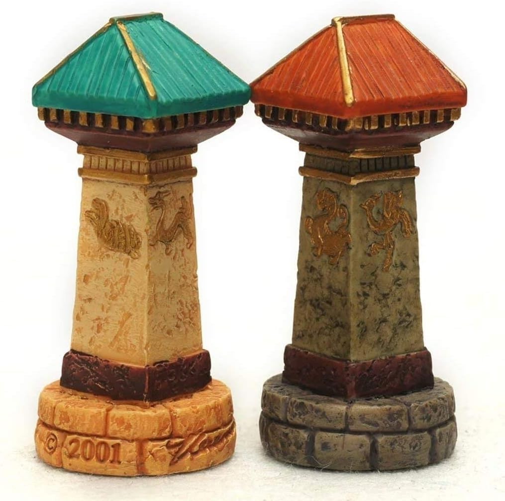 Chinese Xiangqi Marble Chess Set Antique Style Wooden Board
