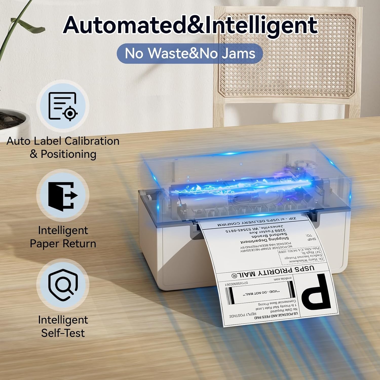 Bluetooth 4×6 Thermal Shipping Label Printer USB Wireless 203 DPI